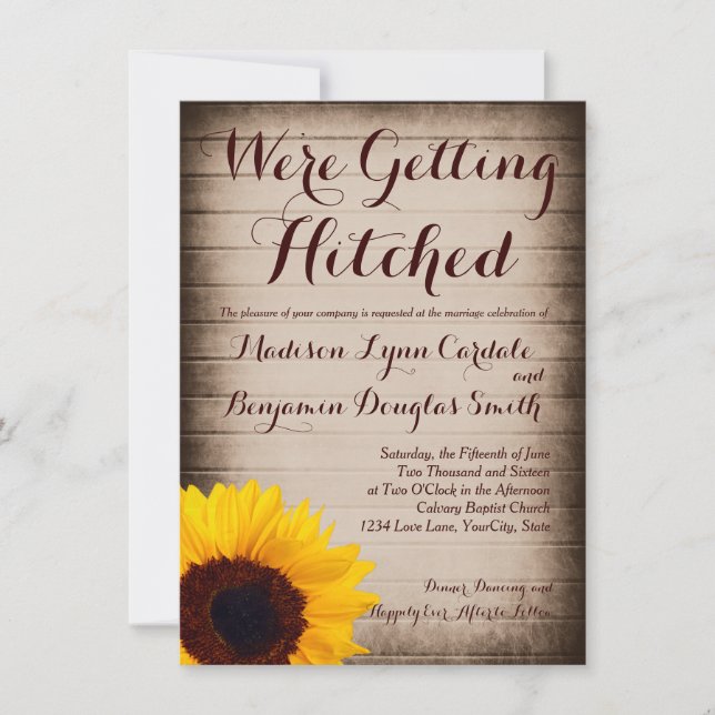 Madeira Sunflower Recebendo Convites De Casamento  (Frente)