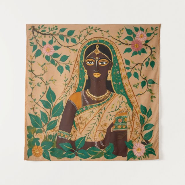 Madhubani Painting Tapeçaria (Frente)