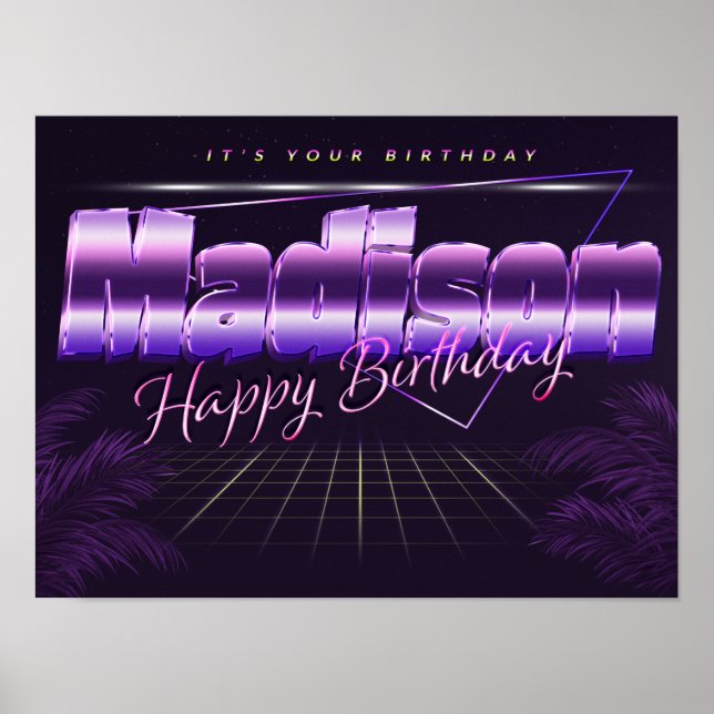 Madison Name Vorname lila retro Poster Geburtstag (Frente)