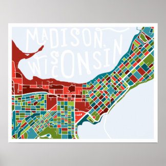 Madison, Poster do Mapa de Wisconsin