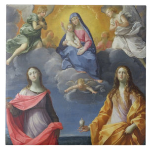 Madonna e criança com St. Lucy e Maria Madalena