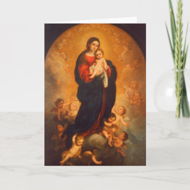 Madonna e Criança em Glória... Cartão de Natal (Frente)