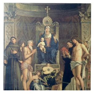 Madonna e criança Enthroned entre SS. Francis, J