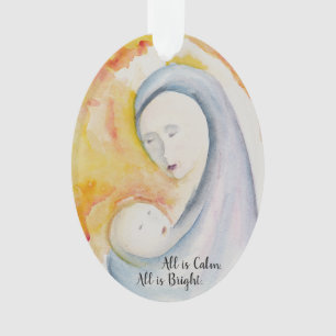 Madonna e enfeites de natal da criança