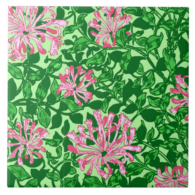 Madressilva, rosa e verde de William Morris (Frente)