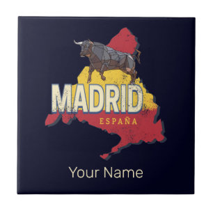 Madrid Espanha Retro Região Map Vintage Bull