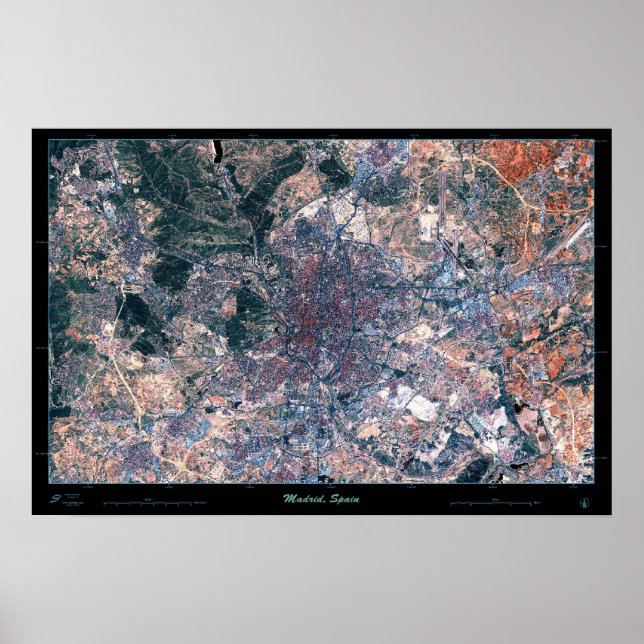 Madrid, poster de satélite Espanha (Frente)
