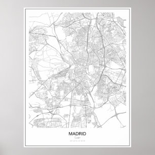 Madrid, poster minimalista do mapa da espanha