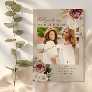 Madrinha de casamento Floral   Cartão com fotos de