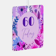 Mãe 60º Aniversário Flores Rosa, Azul E Púrpura