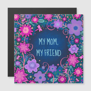 Mãe Amiga Bonito Floral Cartaz Magnético Azul
