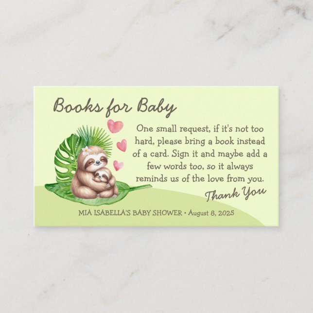 Mãe & Bebe Preguiça - Livros Para Cartão de Enclau (Frente)