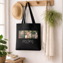 Mãe Bolsa Sacola Photo Tote Preto Script Estabelec