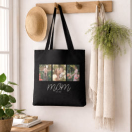 Mãe Bolsa Sacola Photo Tote Preto Script Estabelec