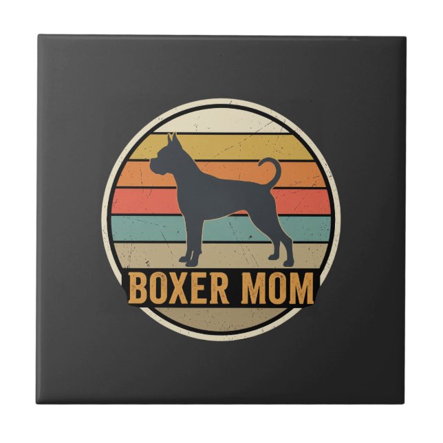 Mãe Boxer Pôr do Sol Retro Cachorro (Frente)