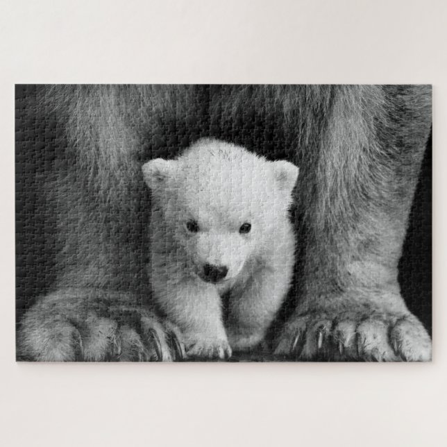 Mãe com o Bebê Polar Urso Selvagem Quebra-cabeça (Horizontal)