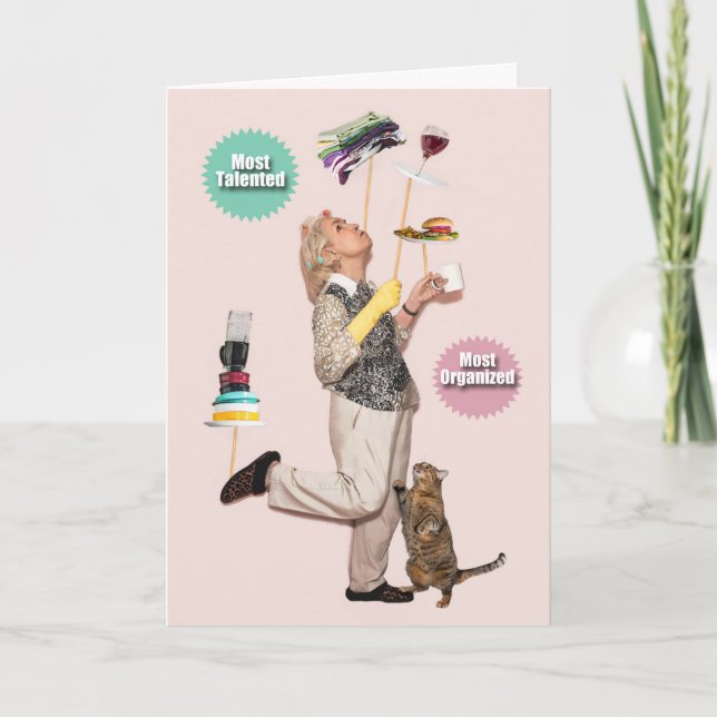 Mãe Com Placas No Cartão De Dia de as mães Do Stic (Frente)