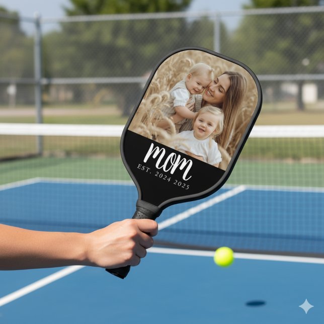 Mãe Criou Foto De Roteiro Divertido (modern script mother's day mom established date with custom photo pickleball paddle for christmas)