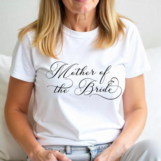 Mãe da Noiva – Festa de Casamento com Letra Elegan (Mother of the Bride Tee)