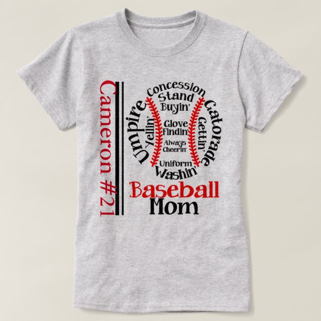 "Mãe de Baseball" Monograma MULHER CAMISA (Frente do Design)