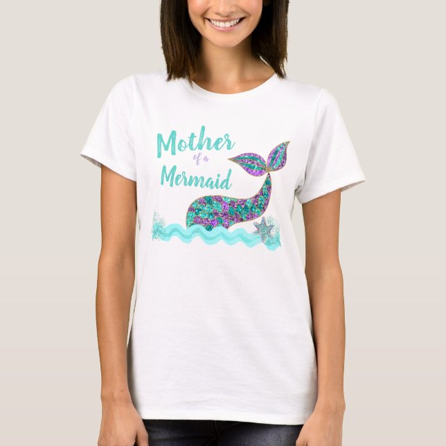 Mãe de uma Sereia, camiseta de festa de aniversári (Frente)