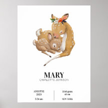 Mãe Deer Abraça O Poster
