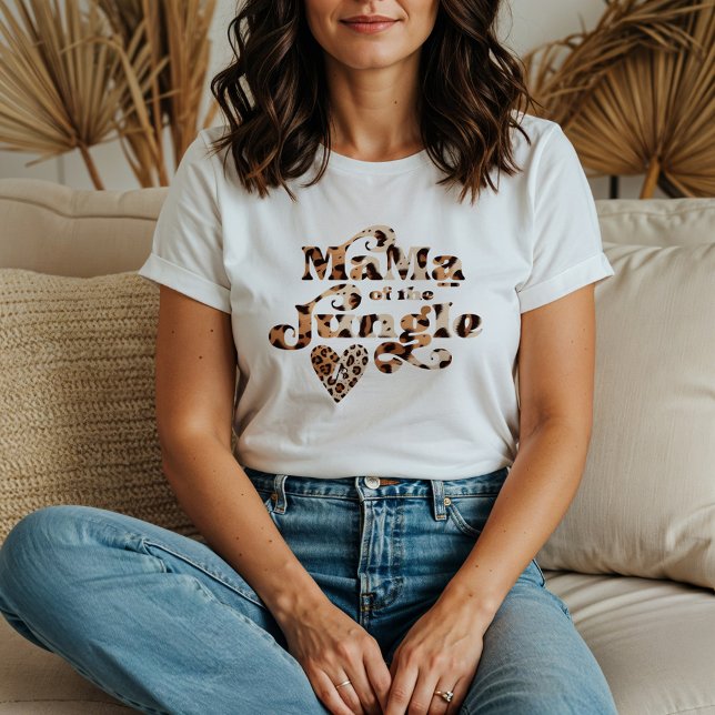 Mãe do Monograma de Coração Impresso de Leopardo S (Mama of the Jungle Leopard Print Heart Monogram Tri-Blend Shirt)
