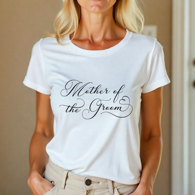 Mãe do Noivo – Festa de Casamento com Letra Elegan (Mother of the Groom Tee)