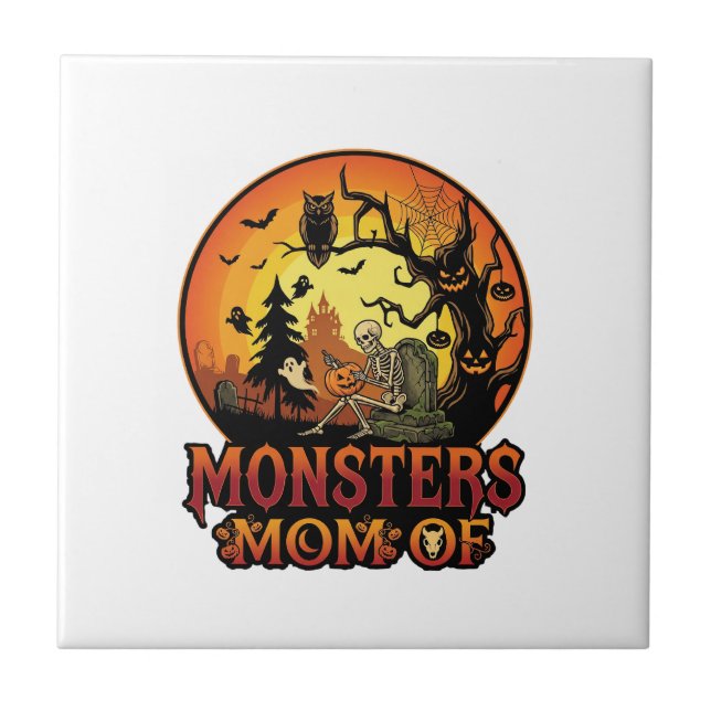 Mãe dos Monstros Halloween Esqueleto Abóbora Coruj (Frente)