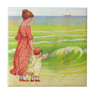 mãe e bebê na praia