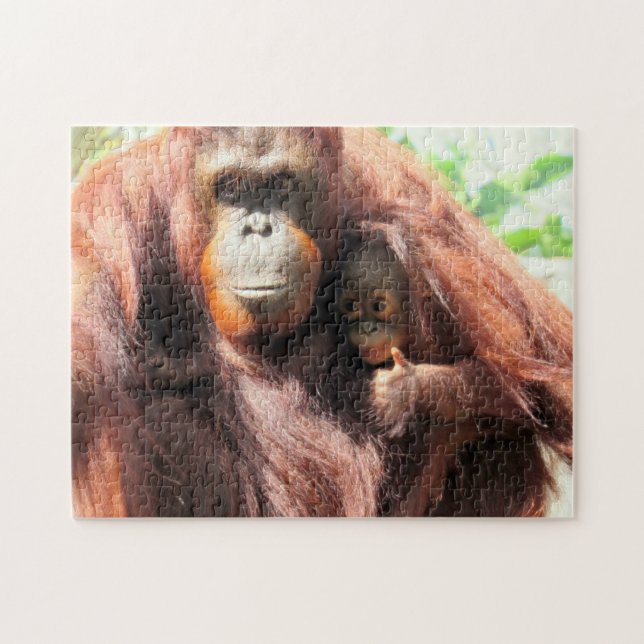 Mãe e Bebê Orangutan Quebra-cabeça (Horizontal)