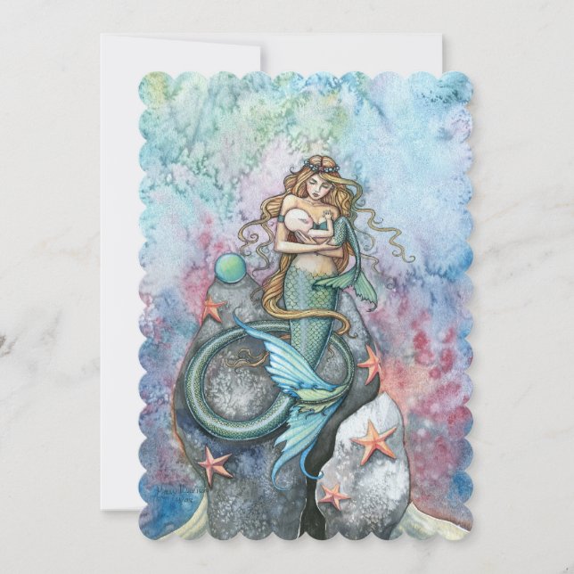 Mãe e Bebê Sereia Bebê Convites para Bebê (Frente)