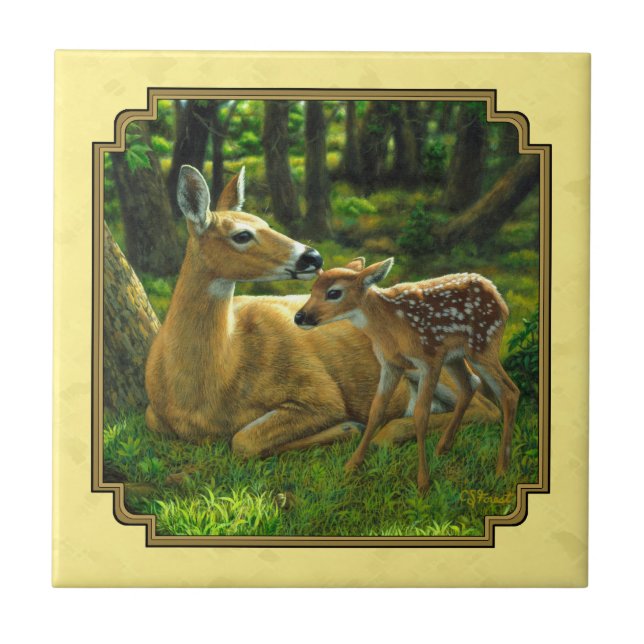 Mãe e Bebê Whitetail Deer Yellow (Frente)