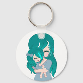 Mãe e Chaveiro de Filha de Cartoon