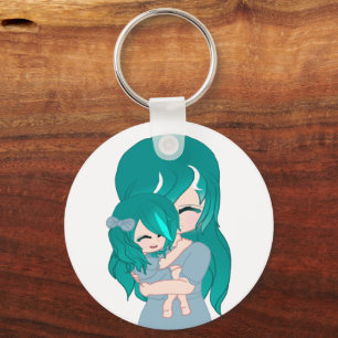Mãe e Chaveiro de Filha de Cartoon