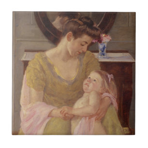 Mãe e criança com um lenço 1908 do rosa