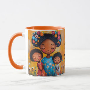 Mãe e Crianças Coloridas Caneca de Jardim Noturno