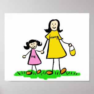 Mãe e Filha Personalizada Poster de Caráter de Fam