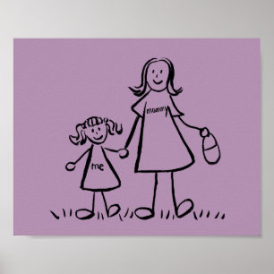 Mãe e Filha Personalizada Poster de Caráter de Fam