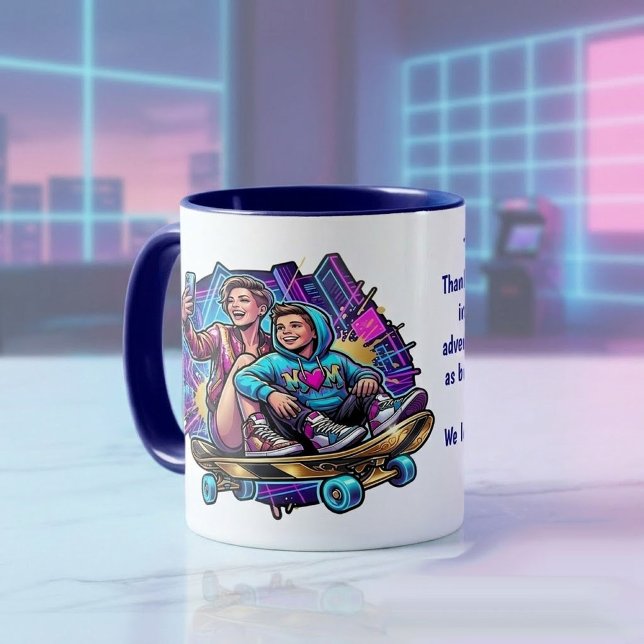 Mãe e Filho: Caneca Personalizada Neon Drive (Criador carregado)