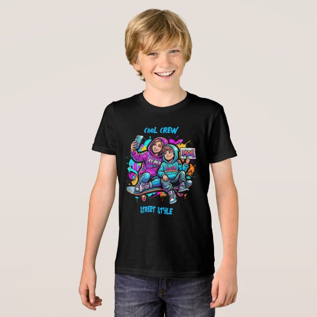 Mãe e Filho Grafite Rua: Camiseta Tri-Blend (Frente Completa)