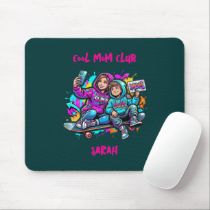 Mãe e Filho Skatistas Grafite Mousepad Azul Escuro