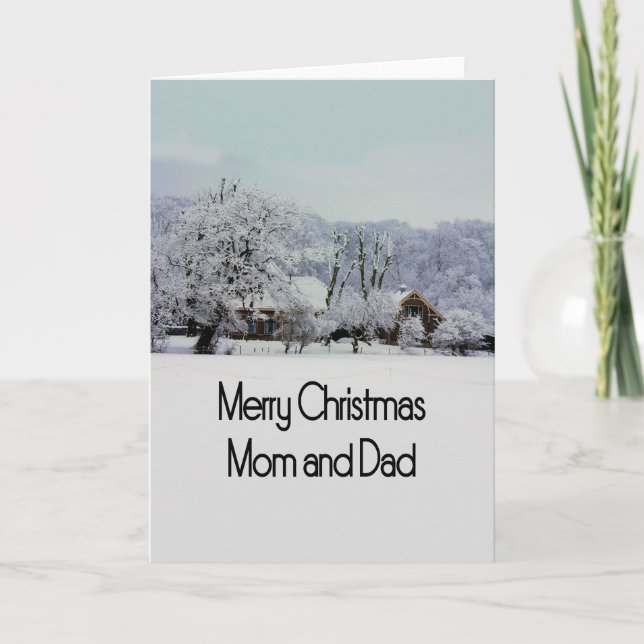 Mãe e Pai Feliz Cartão de Natal (Frente)