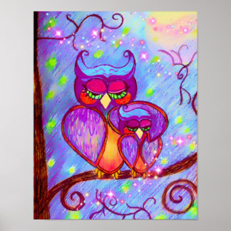 Mãe e Poster de Baby Owl por Carol Zeock