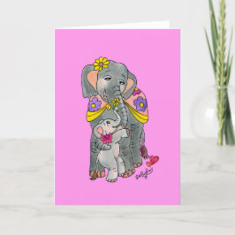 Mãe elefante e Filha Cartão do Dia da Mãe