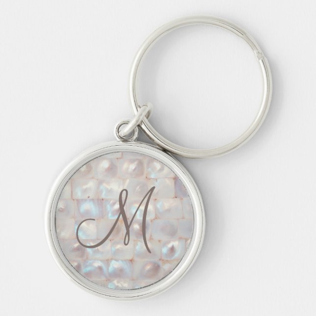 Mãe Elegante de Pearl Monogrammed Chaveiro (Frente)