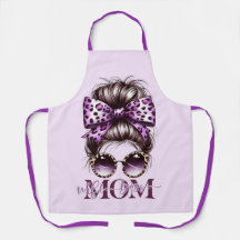 Mãe Esposa Chefe de Cabelo Desgrenhado Roxo
