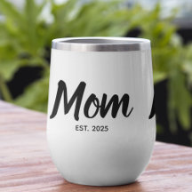 Mãe Estabelecida Data Script Preto Personalizado