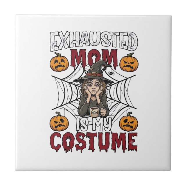Mãe Exausta É Fantasia Bruxa de Halloween Café Abó (Frente)