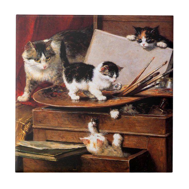 Mãe Gato e Gatinhos na Mesa (Frente)